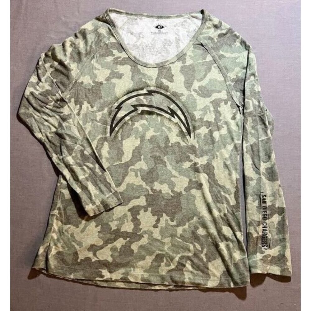 San Diego Chargers Shirt Womens 2XL Green Camouflage Thermal Long Sleeve NWOT.